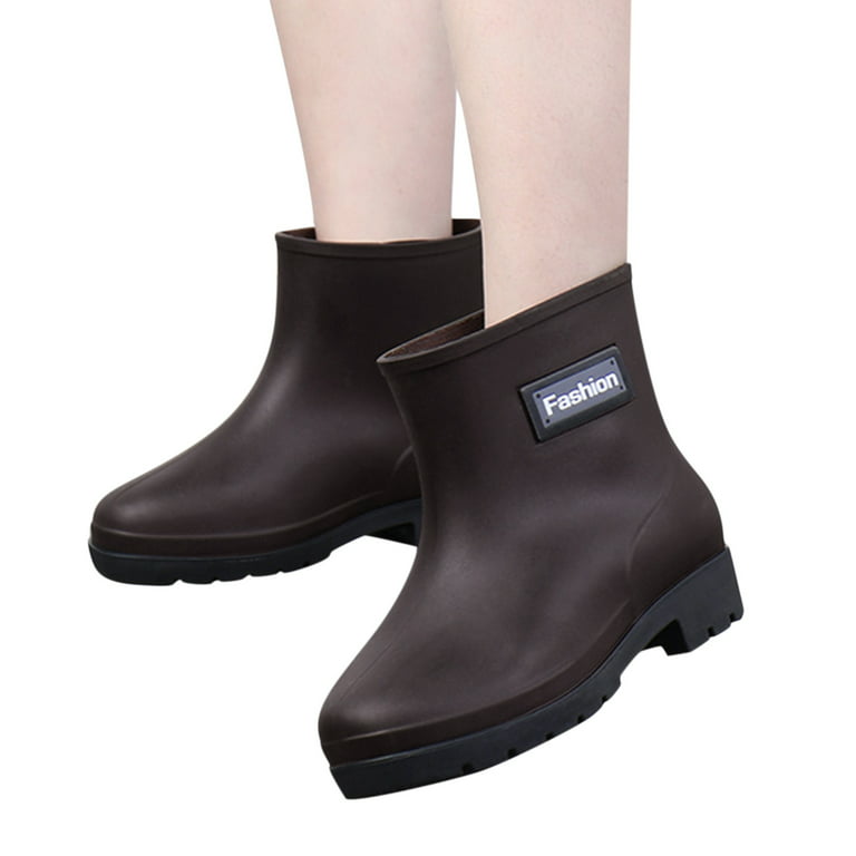 YUHAOTIN rain boots women waterproof ankle wellies women size 8 wide women  wellington boots wellington boots women wide calf rain boots for size 4  rubber boots for women Black 4: : Fashion