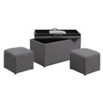 thumbnail image 1 of Pemberly Row Banc de Rangement avec Deux Ottomans en Tissu Gris, 1 of 6