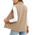 thumbnail image 5 of hoksml Women's Fleece Stand Collar Vest, Zip Up Sleeveless Loose Casual Layering Gilet for Spring Fall Winter, 5 of 7