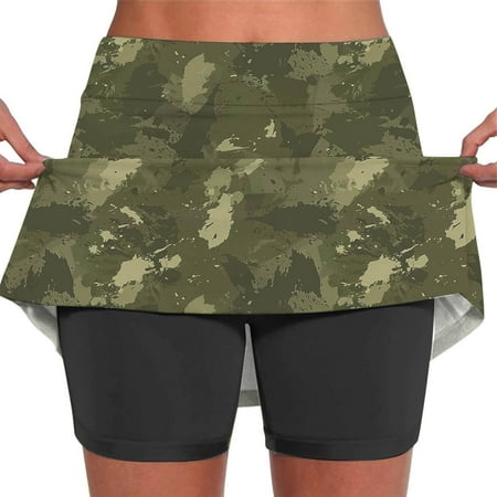 Dihao Biker Shorts 2024 Plus Size Summer Shorts Camouflage Printed Elastic High Waisted Biker Shorts for Women-5  Tummy Control Fitness Athletic Workout Running Yoga Gym Shorts Double Layer