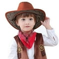 thumbnail image 4 of WUXIAN Boys Girls Sun Hats Straw Western Cowboy Hat For Toddler Girls Boys Summer Sun Hat Western Cowgirl For Kids Safari Hat,Coffee2,One Size, 4 of 4