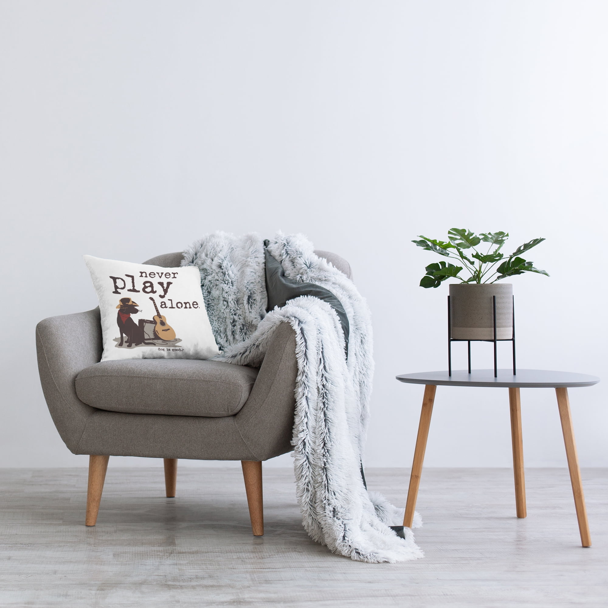 Stupell Industries Never Play Music Alone Decorative Printed Throw Pillow Design by Dog Is Good.