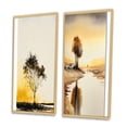 thumbnail image 3 of Designart "Countryside Tree Silhouette at Sunset I" Landscape Forest Framed Wall Art Set Of 2 - Country Yellow Framed Canvas Set For Living Room Decor, 3 of 6