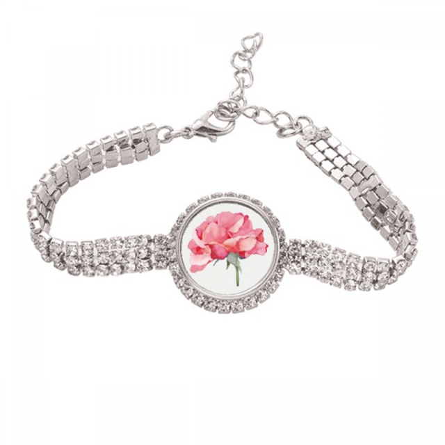 Planta de flores de clavel de acuarela Pulsera de tobillera de cadena de tenis, joyería de diamantes