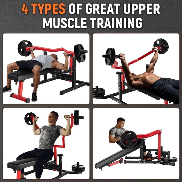 Eastvita Home Gym Chest Press Machine - 450LBS Max Weight Bench Press Machine with Independent Converging Arms Adjustable Flat Incline Bench for Chest Ab Workouts Upper Chest Equ