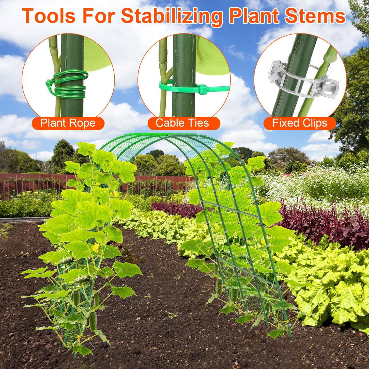 U-Shaped Garden Arch Trellis for Climbing Plants,49.6x47.2in Adjustable Width(15.7-45.2in), Rustproof Iron Cucumber Trellis with Mesh Cover & All Installation Kits,Easy Assembly for Raised Garden Bed