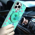 thumbnail image 4 of XPM for Apple iPhone 15 Pro Max Phone Case, Pattern Design Hybrid with Invisible Ring Stand & Magnetic Back, Shockproof Protective Grip Cover for iPhone 15 Pro Max (Flower Bee Teal), 4 of 8