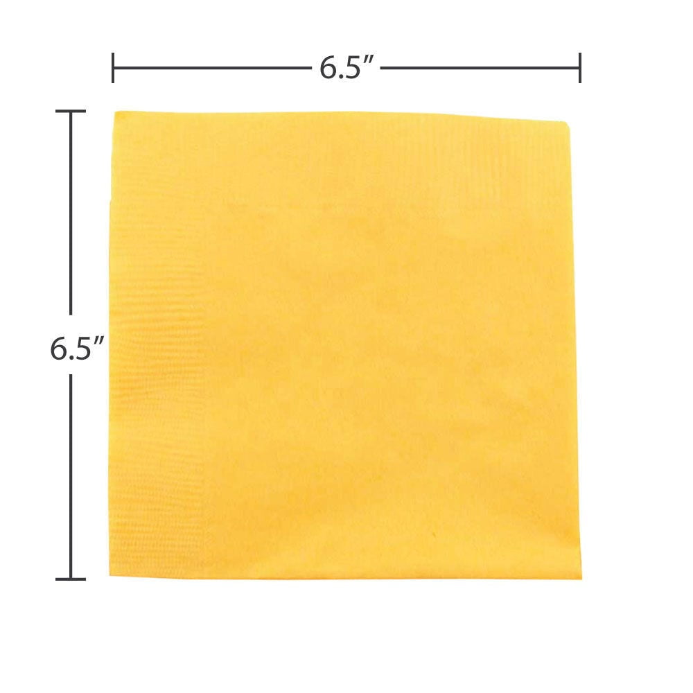 JAM Paper Medium Lunch Napkins, 6 1/2 x 6 1/2, Yellow, 40/Pack