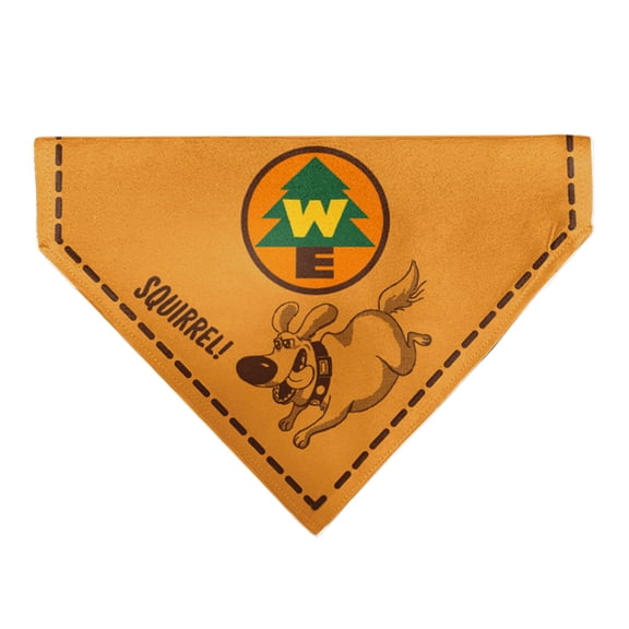 Disney Pet Bandana Up Dug Squirrel Pose and Wilderness Explorer Badge Orange Slip On Collar Bandana Only
