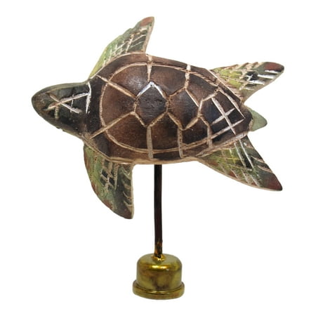 - Sea Turtle Lamp Finial Hand Carved Painted Wood