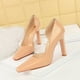 thumbnail image 4 of Nuevos zapatos de salón de moda minimalistas con tacones altos y gruesos de piel lacada y boca poco profunda con huecos laterales para mujer, 4 of 4