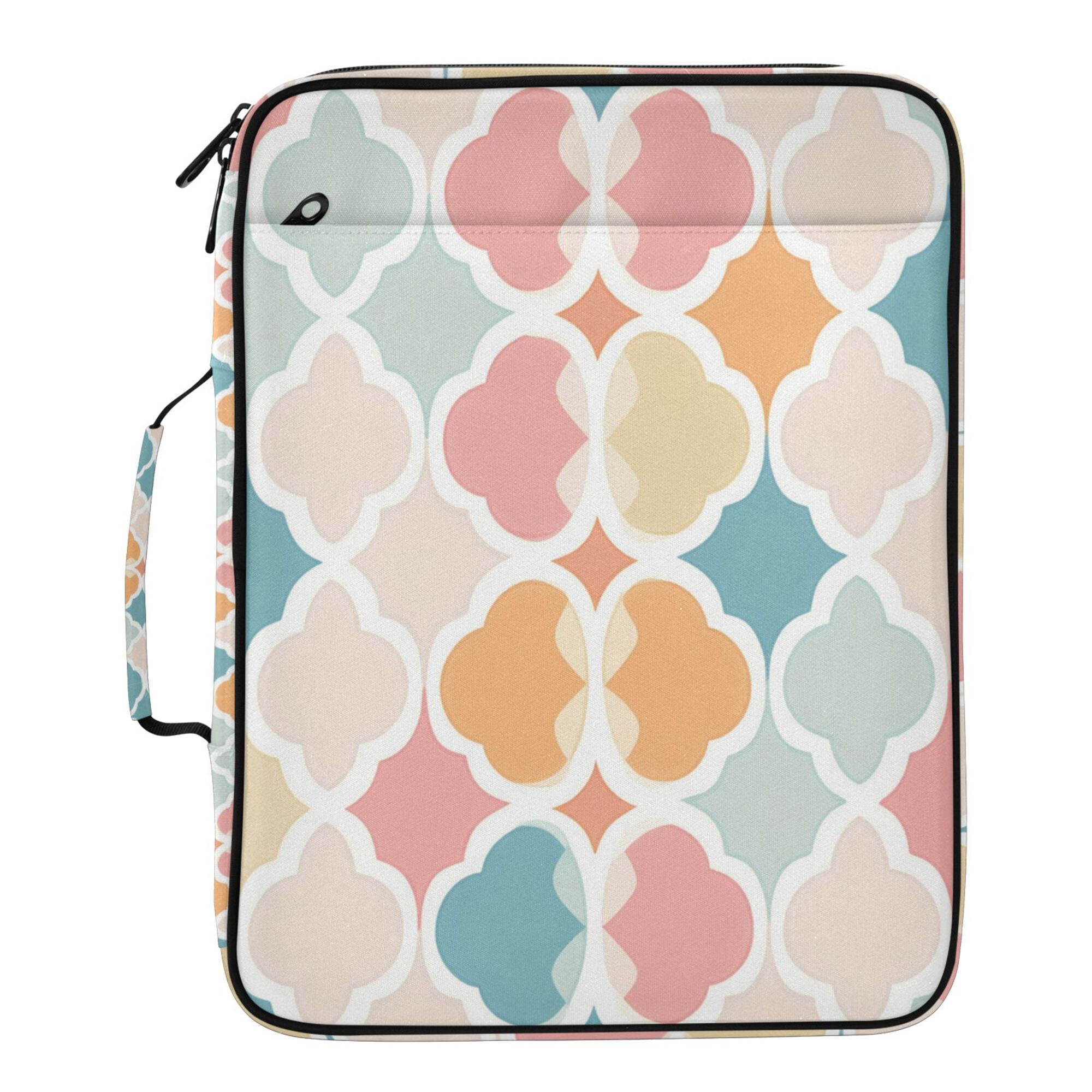 FORMRS Accordion File Folder A4 Size 7-Pocket Expanding Document Organizer Bag with 3 Ring Binder, Pink Abstract Pattern