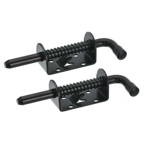 Barrel Bolt Latch, 2 Pack 10x128mm - Carbon Steel Electrophoresis Spring Loaded Gate Latch Pin for Door (Black)