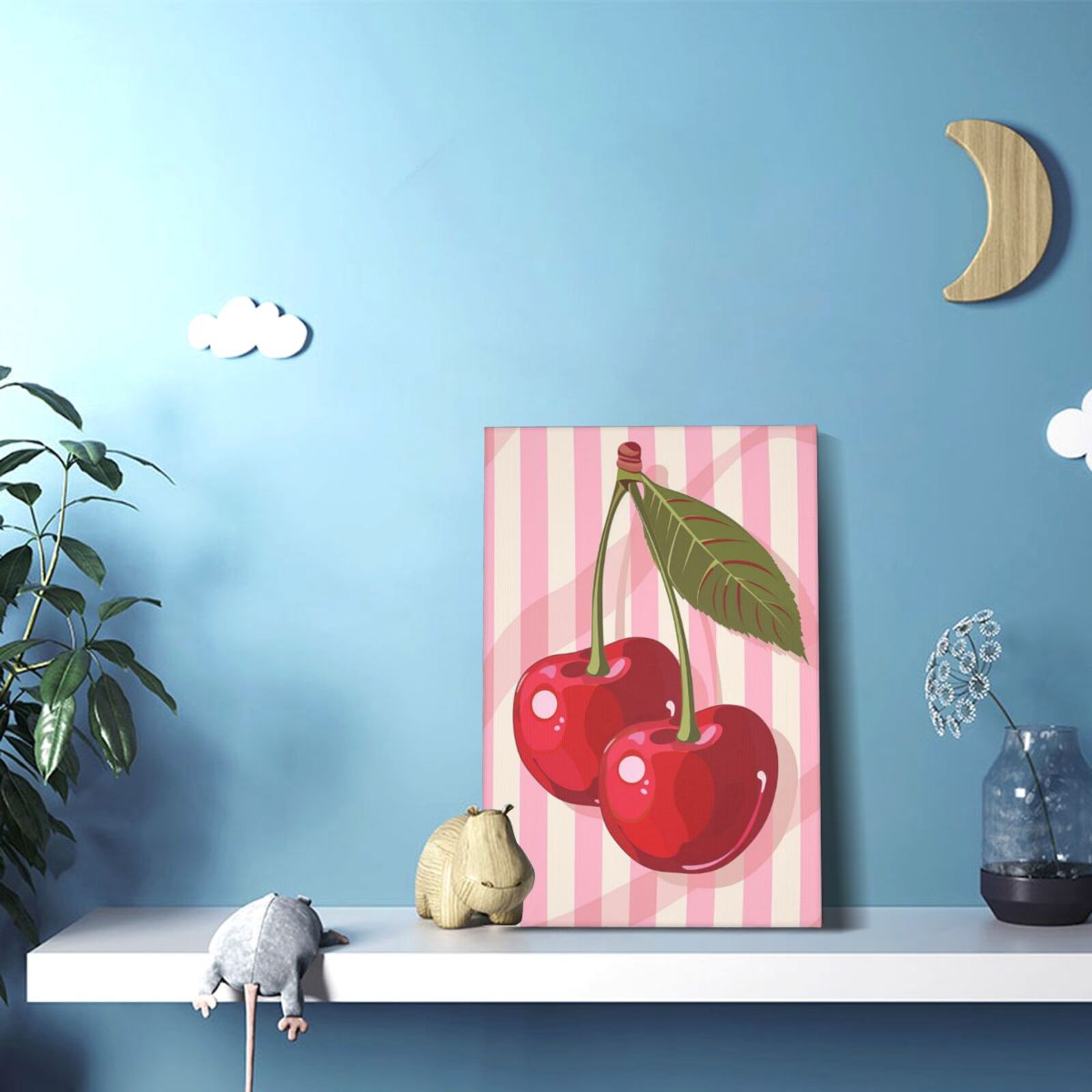 12x18 inch Decorative Paintings For Wall Red Cherry,Home Yard,Orchard,Plantation Wall Decor Art Prints,Gift For Cherry Lovers,Classic Red Cherry Decor Canvas Frameless Picture,For Kitchen,Bar