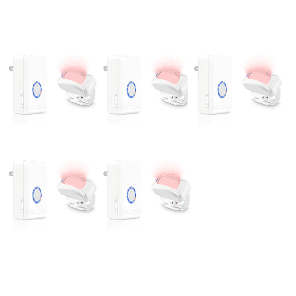 NineLeaf Motion Sensor Chime,Door Motion Sensor Chime,Wireless Motion Sensor Door Chime,48 Ringtones, 5 Levels Volume,Easy Installation,1300ft Long Distance,97dB volume,for Home,Office,Hotel,5PK