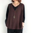 thumbnail image 3 of Chaleco de punto para mujer Chaleco de mujer suelto de talla grande sin mangas con cuello en V exterior chaleco retro chaleco de otoño, 3 of 6