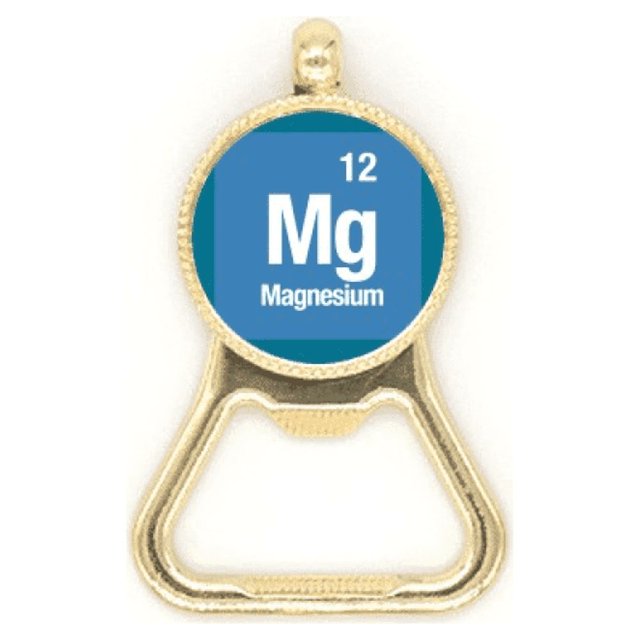 Mg de magnesio, elemento químico Chem Botellas de cerveza, abrelatas de acero inoxidable.