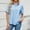 Light Blue, variant on ZZwxWA Button Down Shirts for Women Casual Solid Short Sleeve Blouse Loose Fit Dressy Lapel V-Neck Tops with Chest Pocket