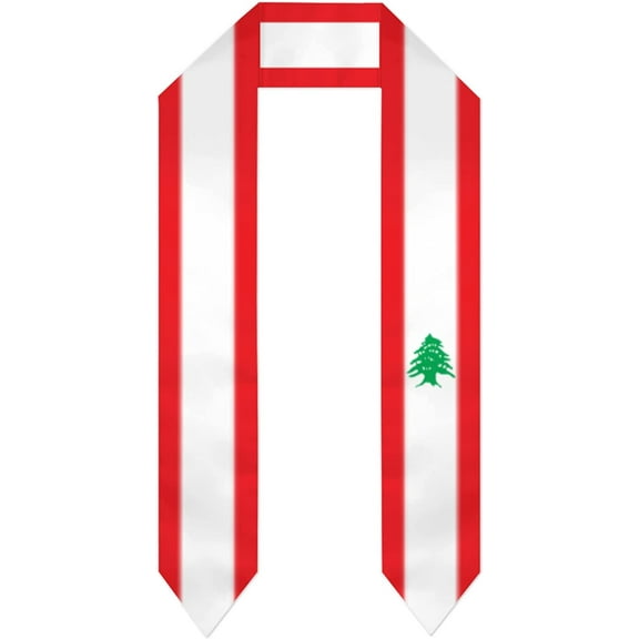 DABOYOZHZH Lebanon Flag Graduation Shawl Sash Stole Wraps Scraf For International Study Pride Women Men