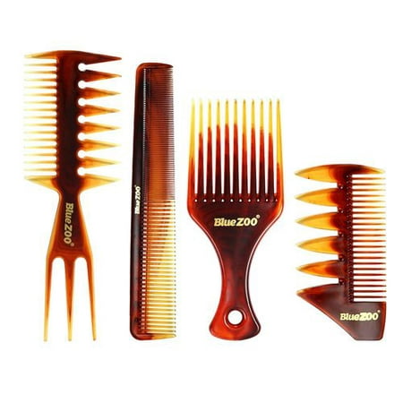 AkoaDa Men's Big Back Head Oil Head Styling Wide Tooth Comb Retro Style  Curly Hair Comb(4 Pcs
