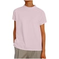 thumbnail image 2 of Fiudx Camisetas para Mujer Camiseta de Color Liso para Mujer, Holgada, Manga Corta, Cuello Redondo, 2 of 5