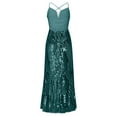 thumbnail image 5 of Abomasnow Women's V Neck Sequin Mermaid Evening Dress Spaghetti Straps Sparkly Glitter Floor-Length Prom Dress S-XL, 5 of 6