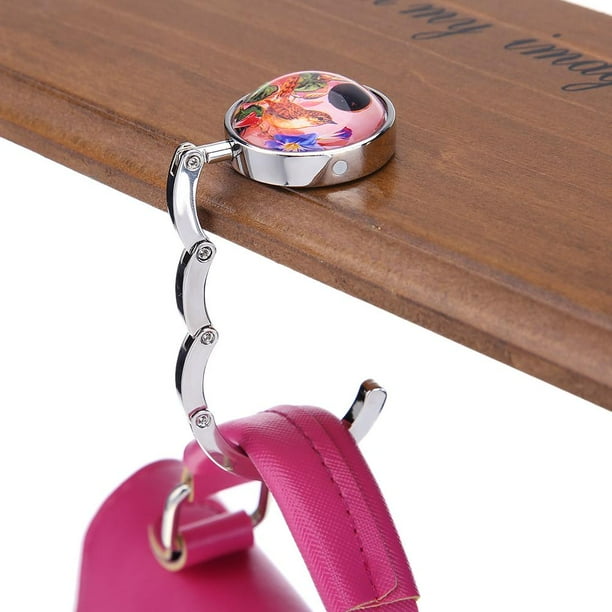Bolso de mano portátil Gancho Bolso de escritorio plegable Monedero Soporte de metal Percha Regalos (C)