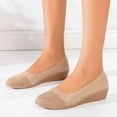 thumbnail image 2 of HCNTES Women's Wedges Flats Pointed Toe Mid Heels Comfortable Closed Toe Dressy Shoes Women Flats Wedge Shoes for Wedding Work Office Party(Khaki,39), 2 of 7