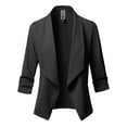 thumbnail image 2 of FashionOutfit Women's Stretch 3/4 Gathered Sleeve Open Blazer Jacket, 2 of 5