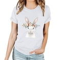thumbnail image 4 of Pantalones Cortos para las Mujeres Sexy Pascua Moda Impresión Cuello Redondo Tee, Poliéster Ligero Casual Top para Primavera Verano Diario, Blusa de Suéter, 4 of 4