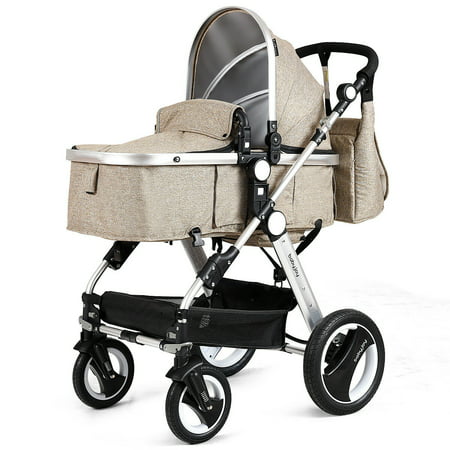 Costway Folding Aluminum Infant Baby Stroller Kids Carriage Pushchair w Diaper Bag