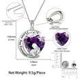 thumbnail image 2 of Juwaliy Collar de Luna Corazón Madre Hija Plata Esterlina 925 Amatista Morada Piedra de Nacimiento de Febrero Dije Joyería Mujer Cumpleaños Navidad Regalo Mother's Day, 2 of 7