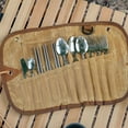 thumbnail image 5 of Roll Cutlery Storage Bag Portable Camping Picnic Tool Pouch Insulated Kitchen Organizer Waxed Canvas Travel for Chefs, 5 of 8