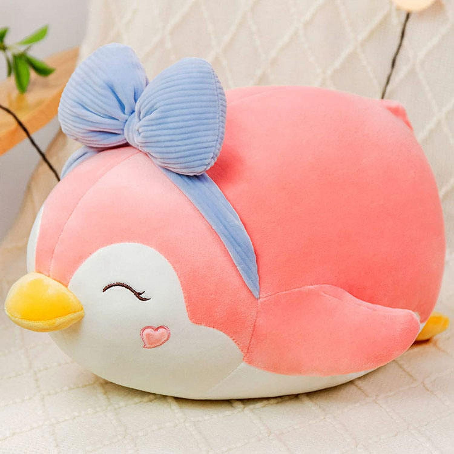 Pink Penguin Plush Pillow Stuffed Animal Snuggly Pillow Cute Plush