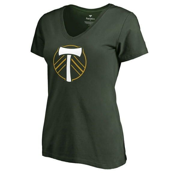 Women's Green Portland Timbers Primary Logo V-Neck T-Shirt