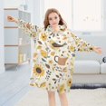 thumbnail image 5 of FORMRS Wearable Blanket Hoodie with Sleeves for Kids Cozy Flannel Sweatshirt, Beige Birds Floral, 5 of 7