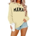 thumbnail image 2 of Bmisegm Women Fashion Letter Print Crewneck Long Sleeve Drop Shoulder Sweatshirt Casual Top Womens Sweatshirt Loose Fit Beige M, 2 of 4