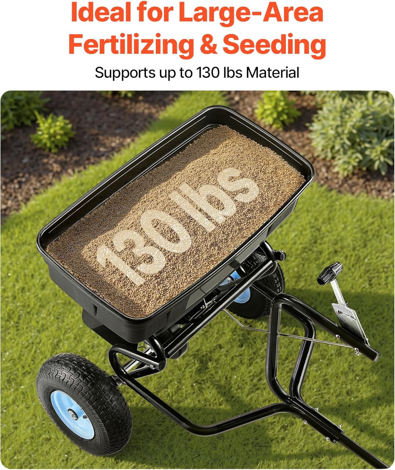 Garden Peat Moss Roller, Compost Spreader, 24 in Wide Heavy Duty Grass Seed Spreaders with T Shaped Handle, 3 Heights Adjustable, Powder-Coated Steel Peat Moss Spreader for Planting Seeding