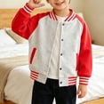 thumbnail image 4 of YunPes Boys Girls Varsity Jacket Snap Long Sleeve Baseball Outerwear with Striped Ribbed Cuff Fall Back to School Daily Jacket Coat, 4 of 5