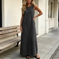 thumbnail image 5 of Vivianyo HD Women's Crew Neck Denim Maxi Dress, Sleeveless Loose Straight Casual Summer Long Dresses for Women Vacaton, Sizes S-5XL, 5 of 7
