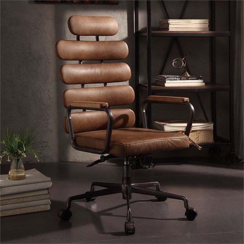 Acme Calan Executive Office Chair In Retro Brown Top Grain Leather Walmart Com Walmart Com