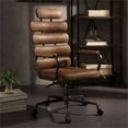 thumbnail image 2 of ACME Chaise de Bureau Pivotante Réglable en Cuir Talan Dossier Haut Marron, 2 of 6