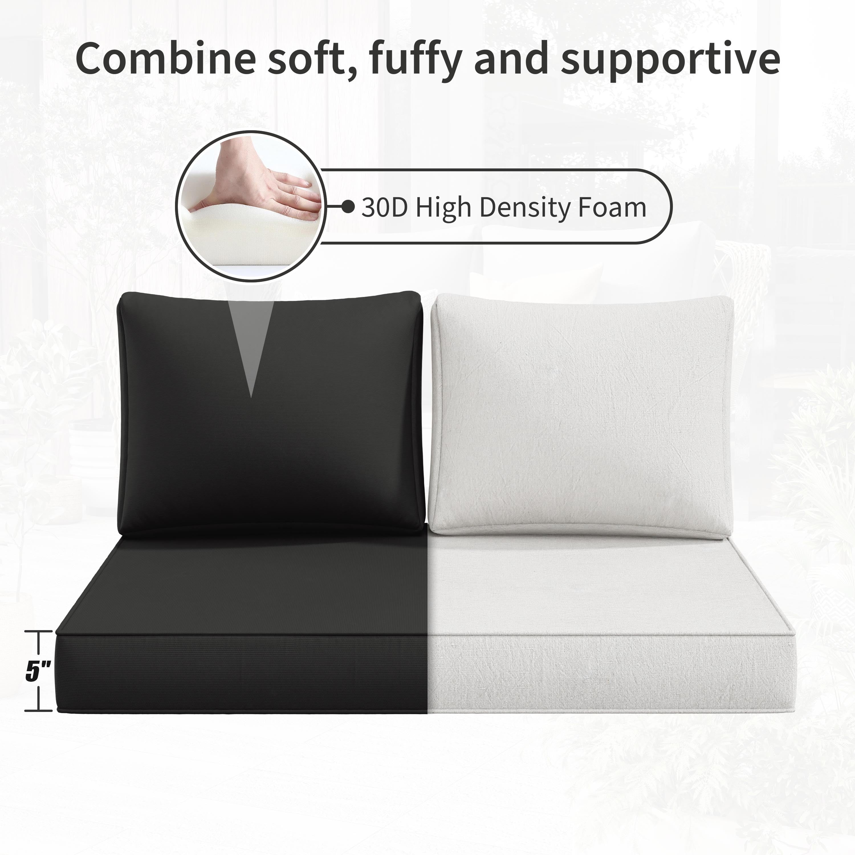 Kimunuk Outdoor Loveseat Cushion Set, 46" x 26" x 5" Waterproof Patio Furniture Cushions for Couch Bench Swing, Black