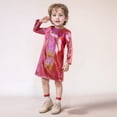 thumbnail image 2 of LUOGENLI Robe pour Enfants à Paillettes Fines Manches Longues Col Rond Robe Droite T-Shirt Robe pour Filles Tendance des Marques Rouge 11-12 Ans, 2 of 4
