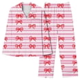 thumbnail image 5 of Hyknon Womens Pajama Sets Home Fashion Cute Bow Printed Soft Comfortable Two Piece Set Daily Home Wear Long Sleeve Turndown Collar Tops with Pajama Pants, 5 of 5