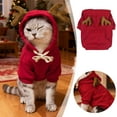 thumbnail image 2 of Sudadera con capucha y bolsillo para mascotas con reno rojo: poliéster suave, tamaños ajustables para perros y gatos pequeños/medianos, cómoda y funcional, ideal para paseos navideños, 2 of 6