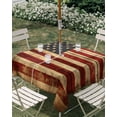 thumbnail image 3 of Square Outdoor Tablecloth with Umbrella Hole American Flag Outside Table Cloth Waterproof Patio Table Cover Retro USA Flag Blue Red Vintage Wooden Zipper Tablecloths for Picnic Camping 54x54 Inch, 3 of 8