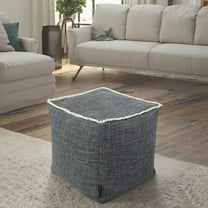 Unstuffed Pouf Ottoman Footstool，Pouf Cover Square Foot Rest for Storage Replacement White Piping Cotton Fabric for Living Room Camping Pets Sleeping Relaxing  45x45 (Only Cover)