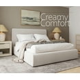 thumbnail image 2 of Queen Size Cream Bed Frame with 48'' Tall Upholstered Headboard, Quena Heavy Duty Platform in Soft Fabric, Low Profile, Free Assembly - Modern Style, Boho - Non-Slip, Wood Slats Support, 2 of 12