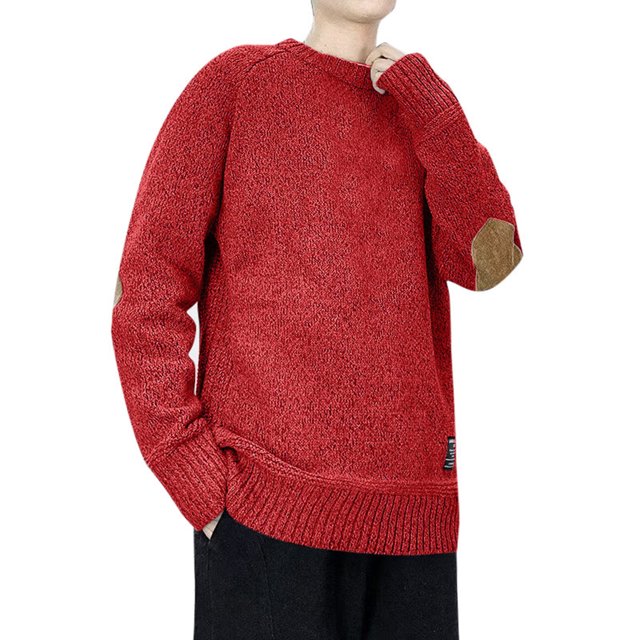 MIASHUI Tricot Automne Hiver pour Hommes Mode Tendance Vêtements Simples Style Décontracté Confort Ajusté Fil Doux Rouge,TTTTG